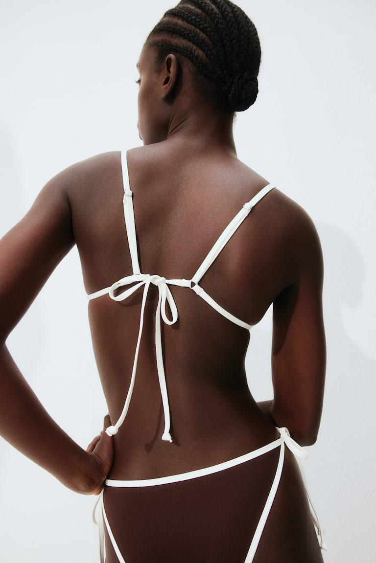 H&M Top De Bikini Triangular Con Relleno - Marrón Oscuro/Blanco - MUJER