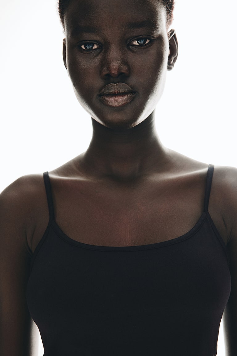 H&M Top de tirantes en microfibra - Beige oscuro - MUJER