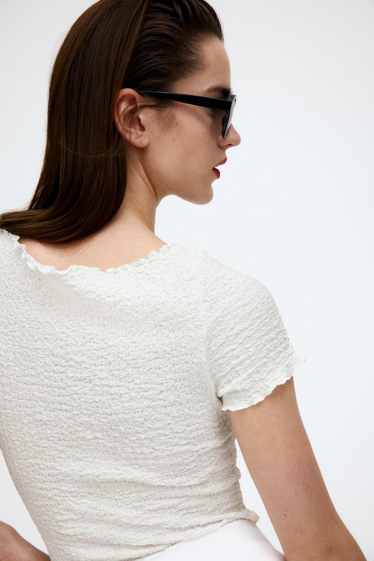 H&M Top Efecto Arrugado Con Detalles Sobrehilados - Negro - MUJER