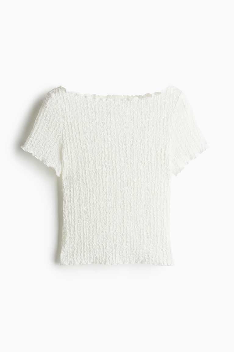 H&M Top Efecto Arrugado Con Detalles Sobrehilados - Negro - MUJER