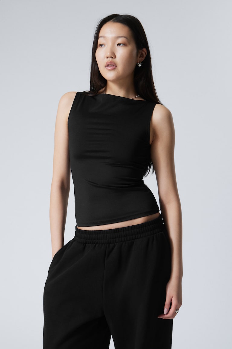 H&M Top sin mangas con cuello barco Annie - Azul oscuro - MUJER