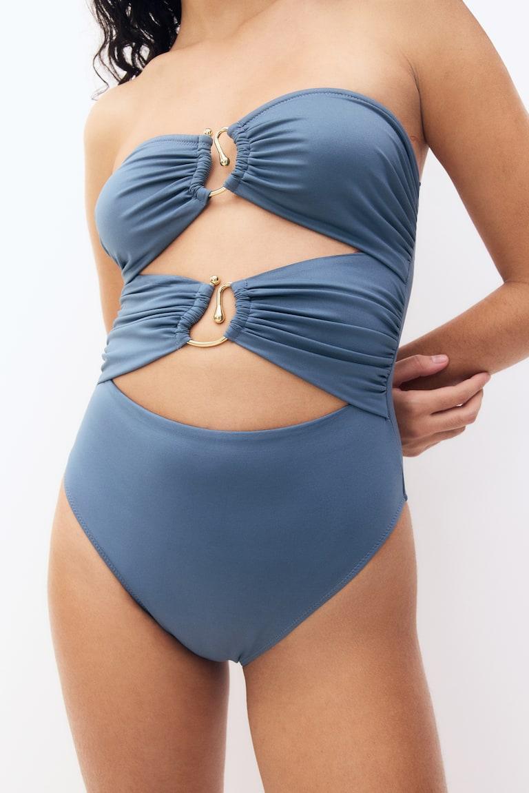 H&M Traje De Baño Bandeau Con Relleno - Azul Empolvado - MUJER