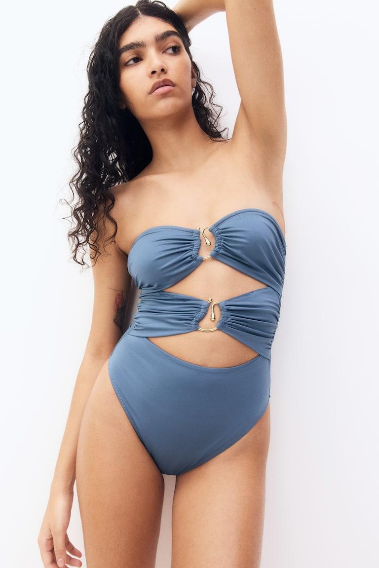 H&M Traje de baño bandeau con relleno - Azul empolvado - MUJER