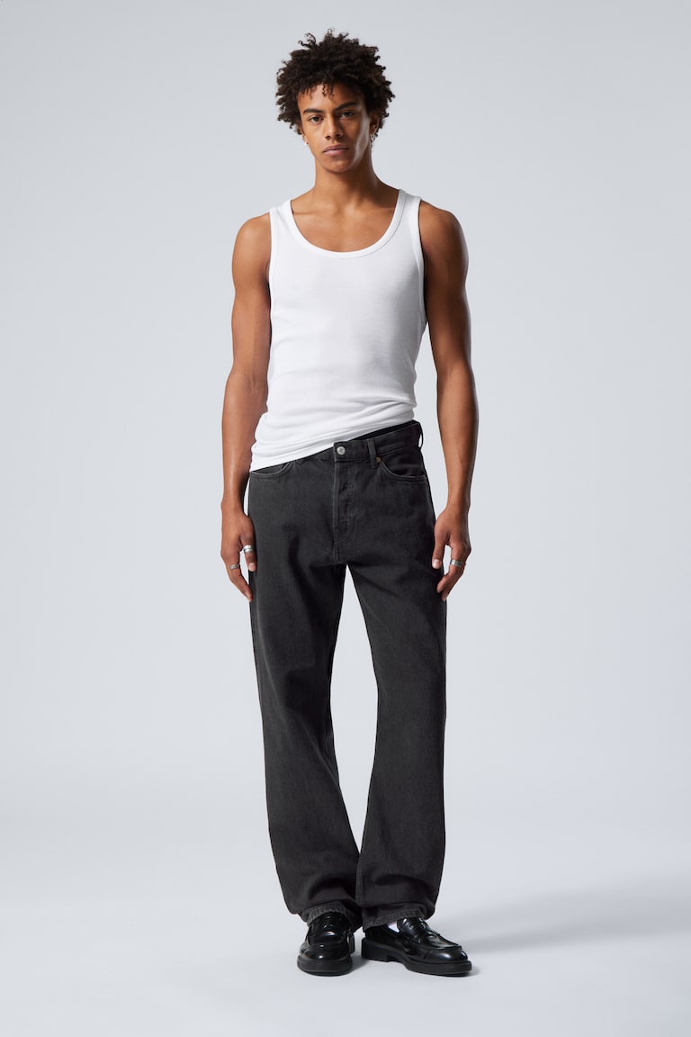 H&M Vaqueros de pernera recta holgados Space - Obsidian Black - Negro - HOMBRE