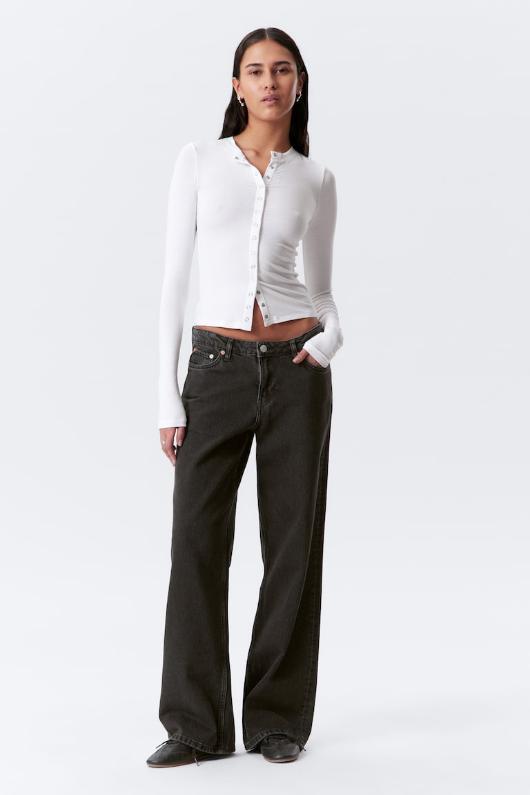 H&M Vaqueros de tiro bajo y pernera ancha Ample - Snow Blue - Azul claro - MUJER