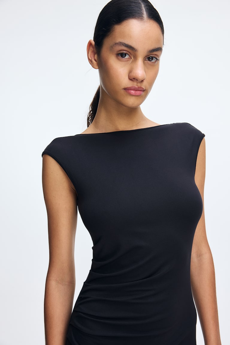 H&M Vestido Ajustado Con Diseño Drapeado - Negro - MUJER