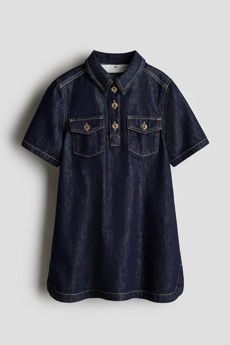 H&M Vestido camisero en denim - Azul denim oscuro - NIÑOS