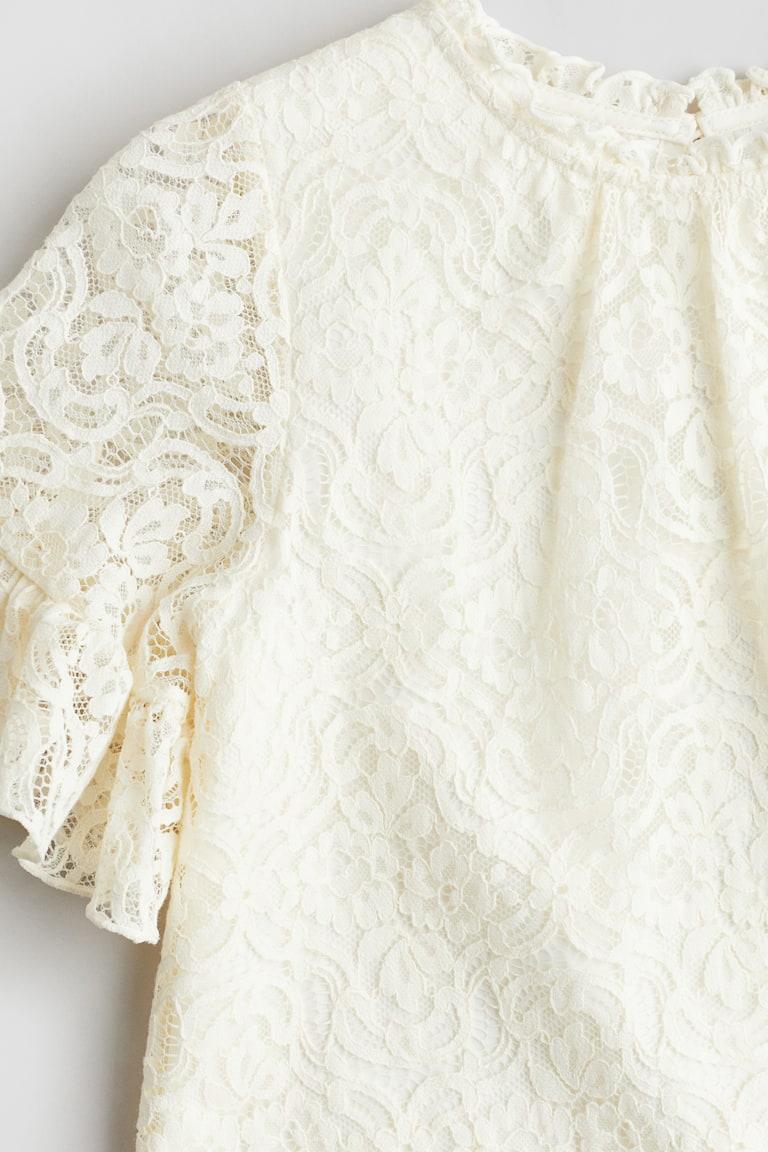 H&M Vestido De Encaje Con Ribetes De Volante - Rosa Claro - NIÑOS