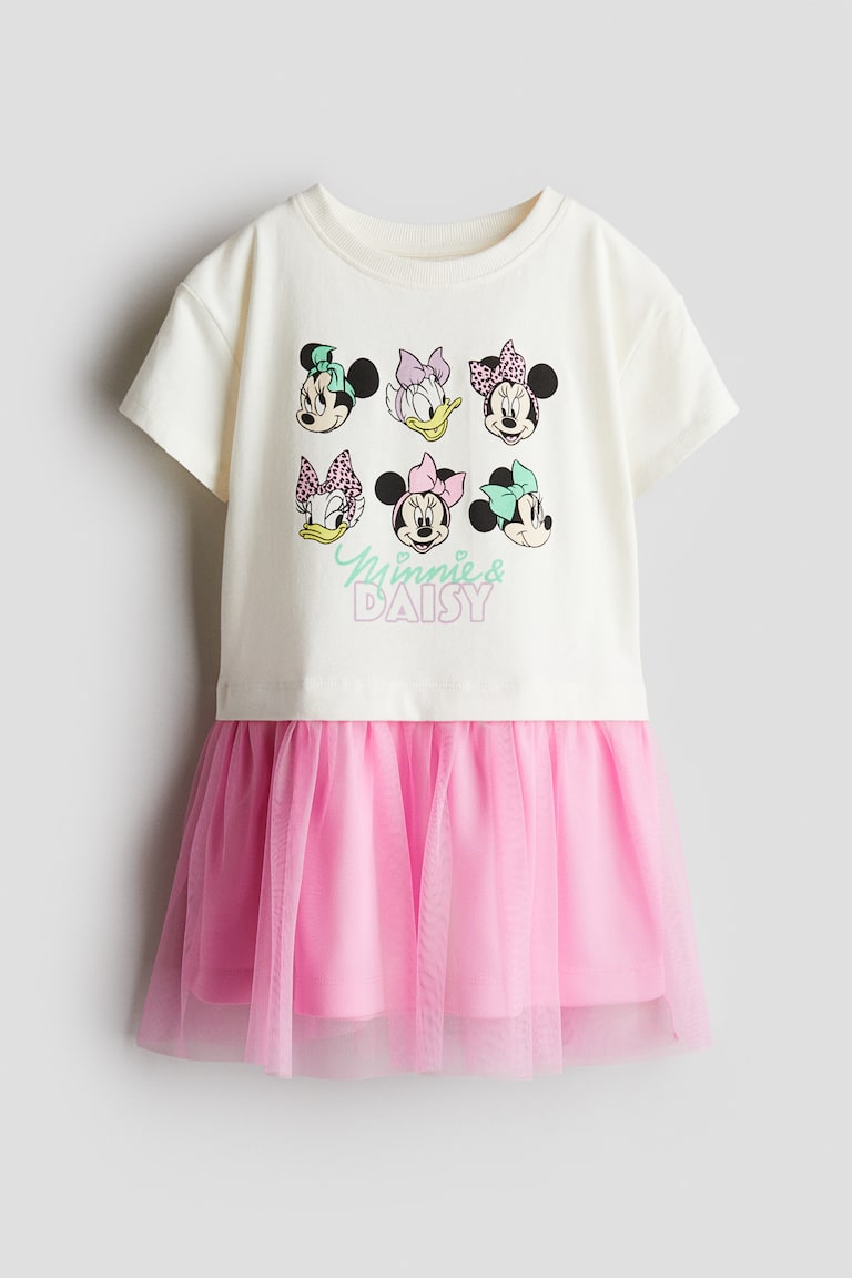 H&M Vestido de tul con motivo estampado - Violeta/Frozen - NIÑOS