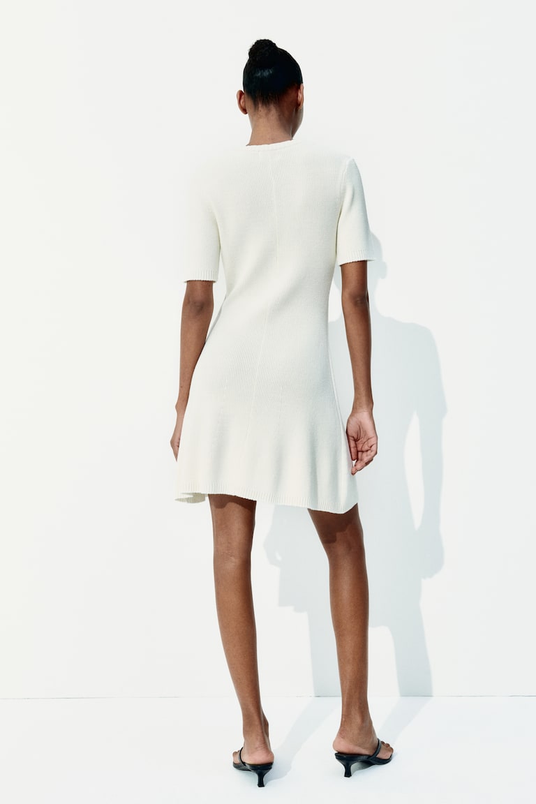 H&M Vestido En Punto De Canalé Con Botonadura Frontal - Azul - MUJER