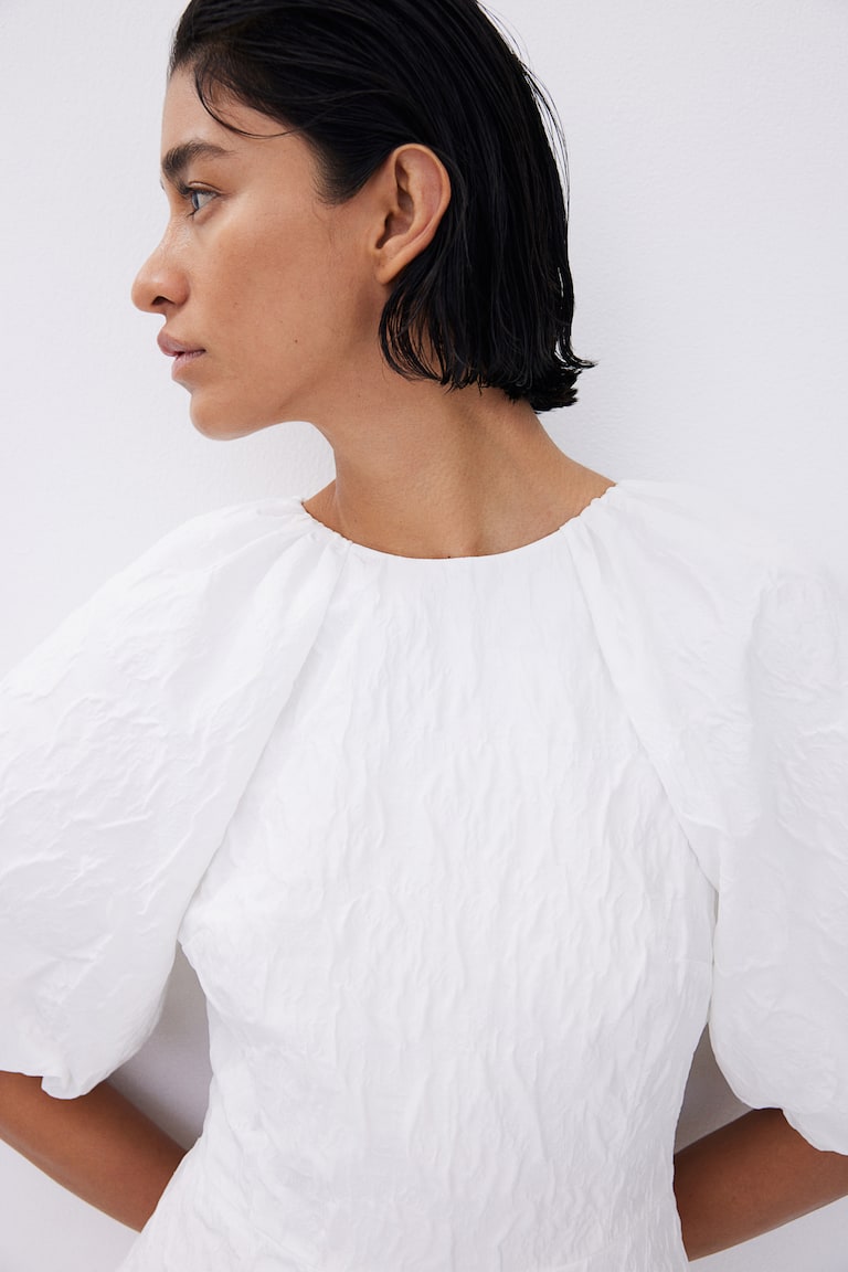 H&M Vestido En Tejido Jacquard Con Lazada - Negro - MUJER