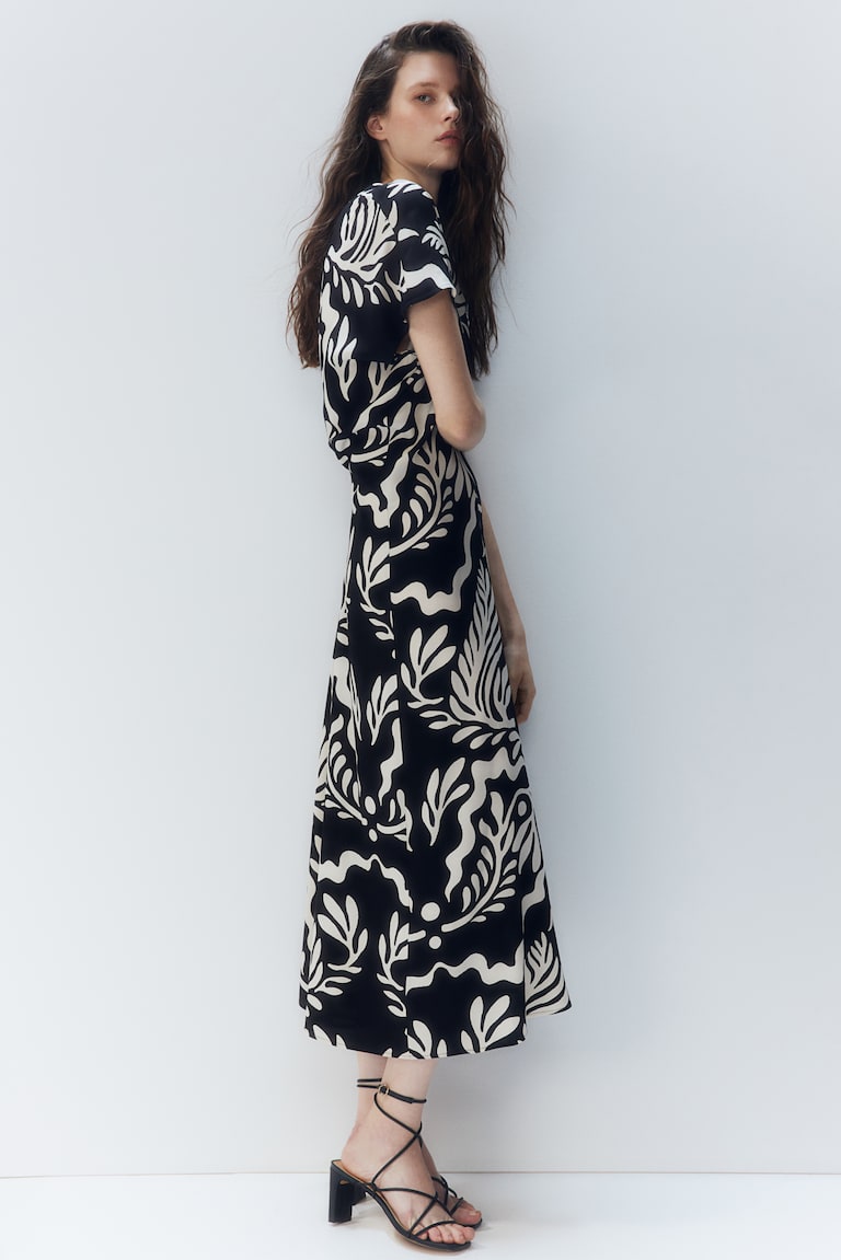 H&M Vestido Entallado - Beige/Estampado De Leopardo - MUJER