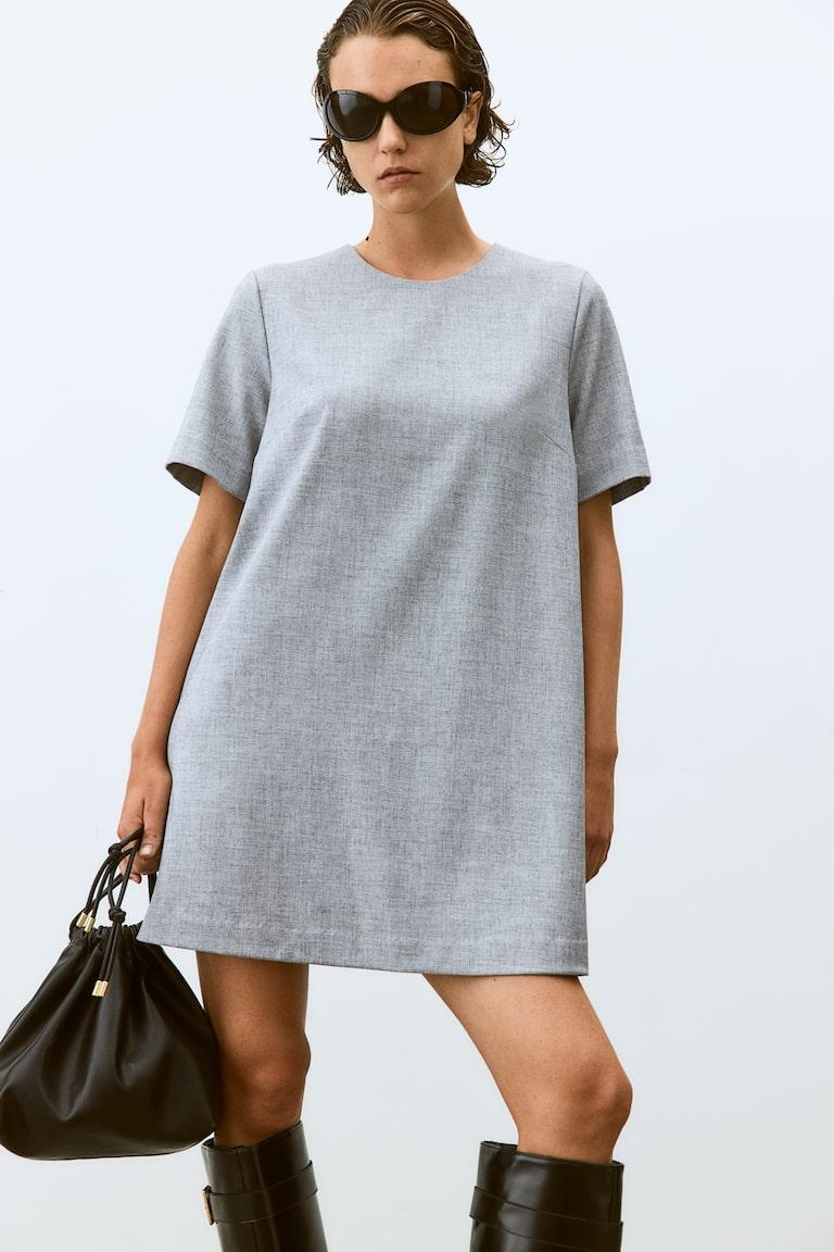 H&M Vestido evasé - Beige/Estampado de leopardo - MUJER