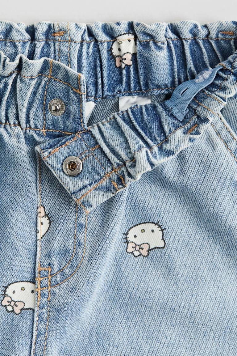 H&M Wide Leg Jeans Con Motivo - Azul Denim Claro/Minnie Mouse - NIÑOS