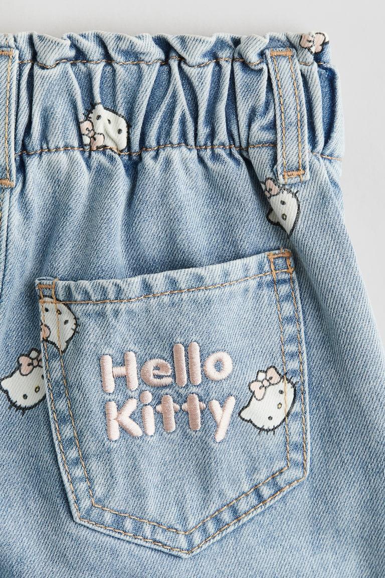 H&M Wide Leg Jeans Con Motivo - Azul Denim Claro/Minnie Mouse - NIÑOS