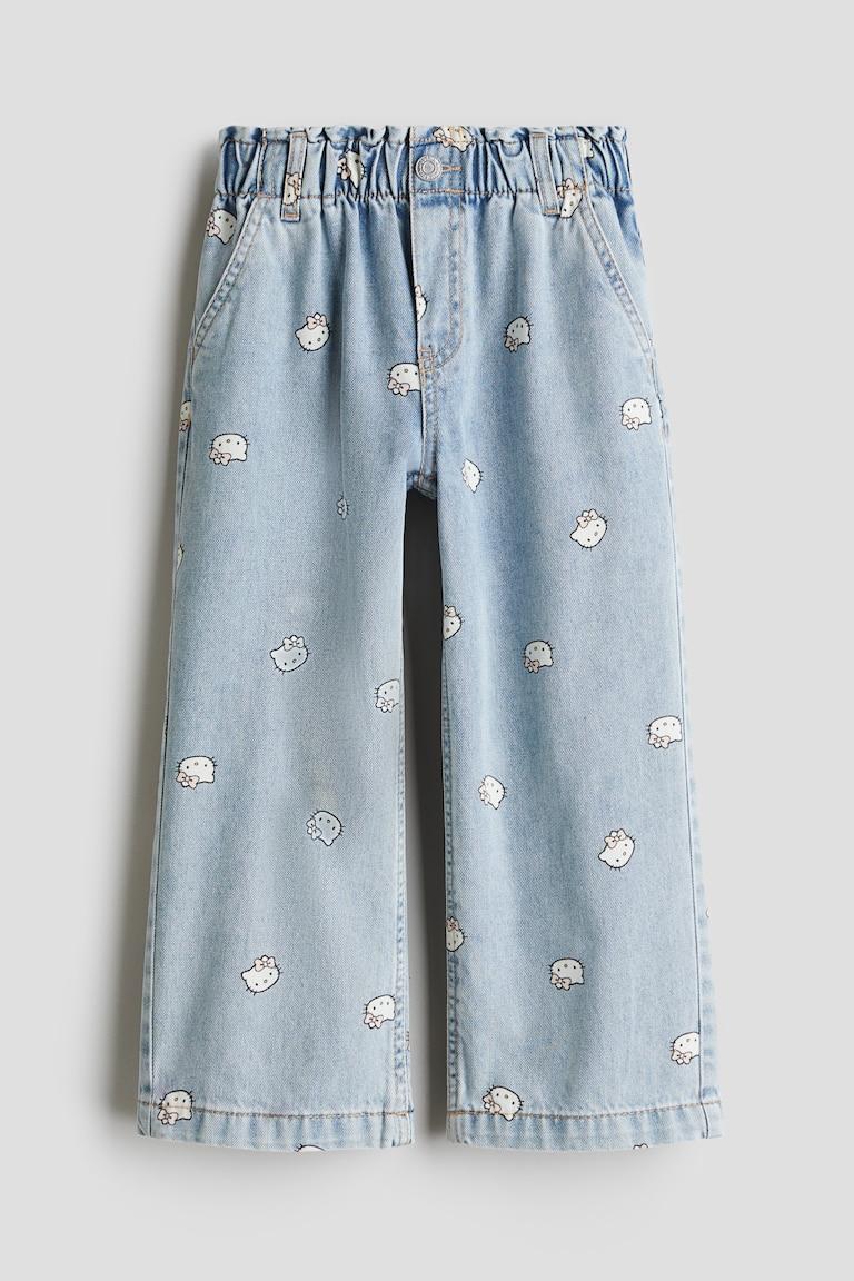 H&M Wide Leg Jeans con motivo - Azul denim claro/Minnie Mouse - NIÑOS