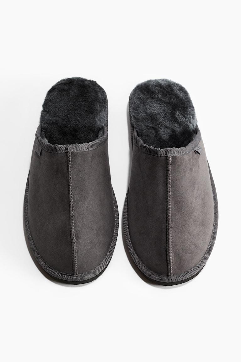 H&M Zapatillas De Casa Con Forro De Peluche - Gris Oscuro - HOMBRE