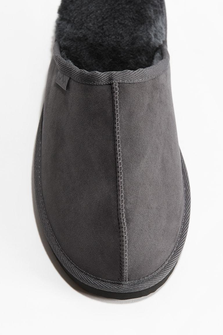 H&M Zapatillas De Casa Con Forro De Peluche - Gris Oscuro - HOMBRE