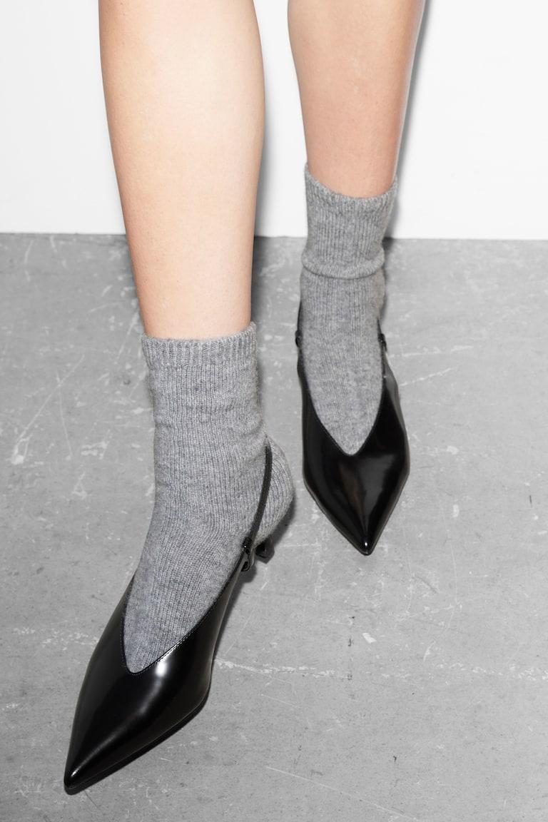 H&M Zapatos de tacón destalonados clásicos de piel - Azul claro - MUJER